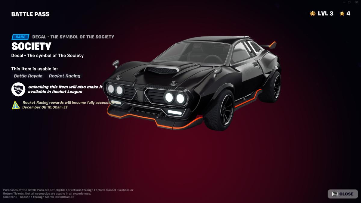 Fortnite Chapter 5 Battle Pass Scorpion car skin